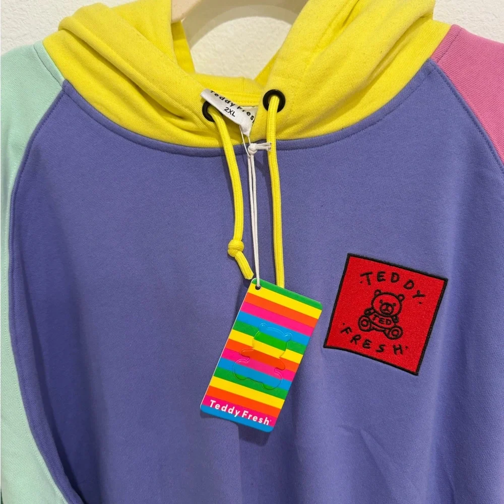 Teddy Fresh Colorblock Hoodie - Blue, Pink, Yellow, Green - Picture 2 of 3